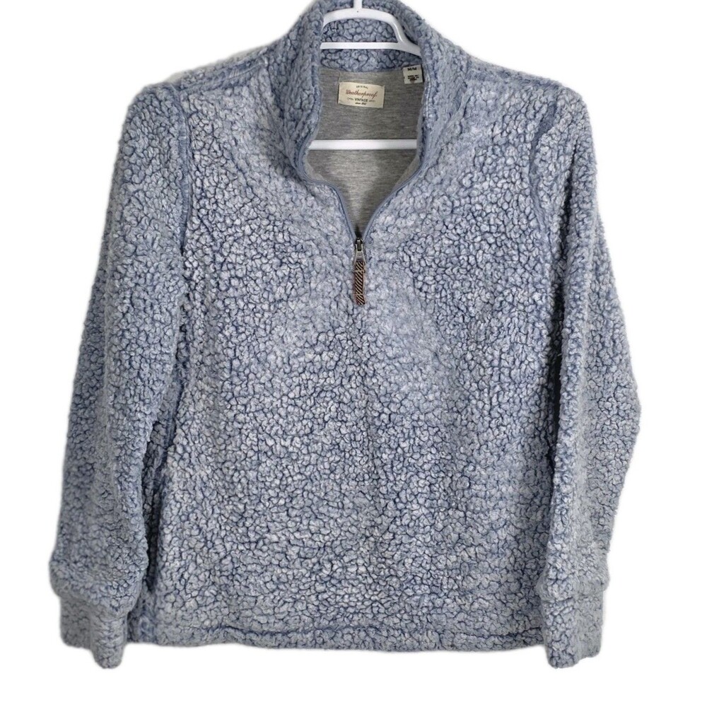 Weatherproof Women's Medium Blue Sherpa 1/4 Zip Pullover * FLAWS*